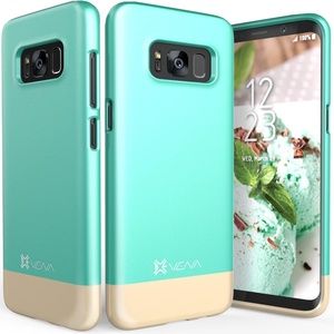 Vena iSlide Two-Tone Galaxy S8 Plus Case Slim Fit Hard Cover Teal/Champagne Gold